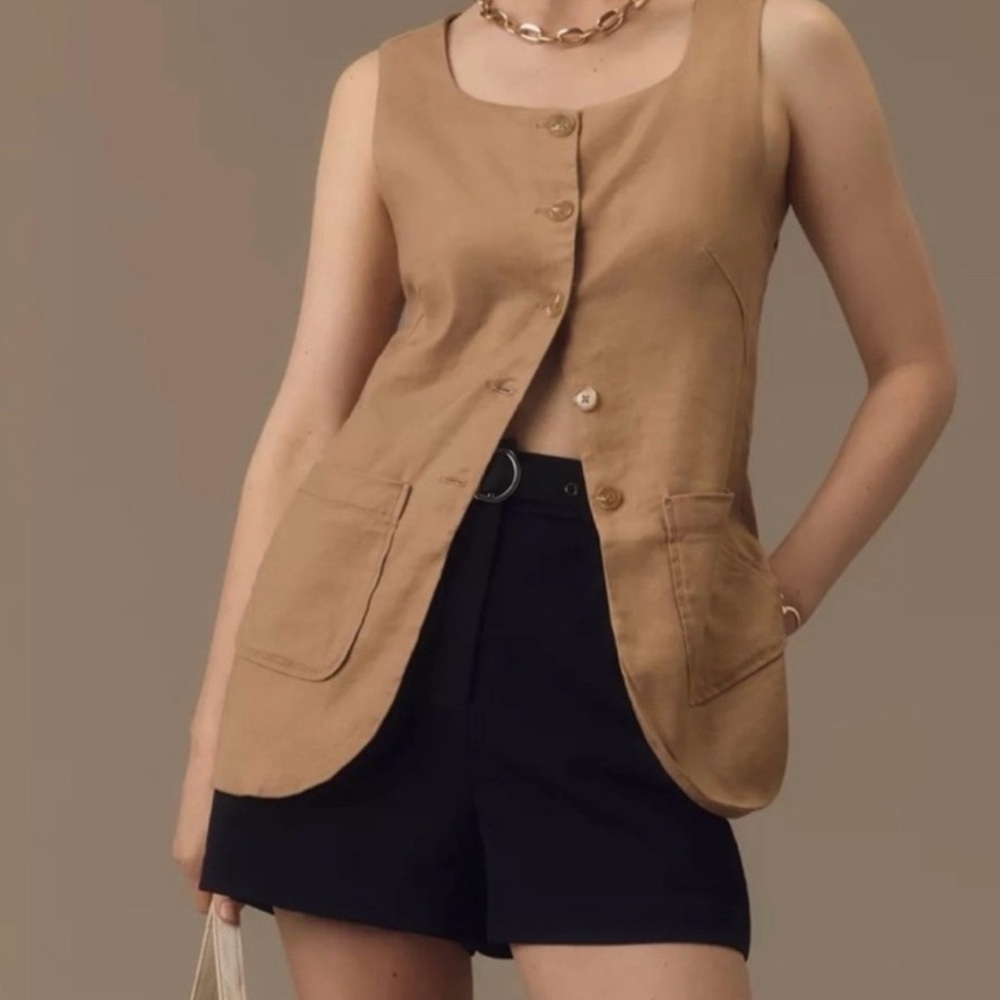 Maeve Beige Linen Vest